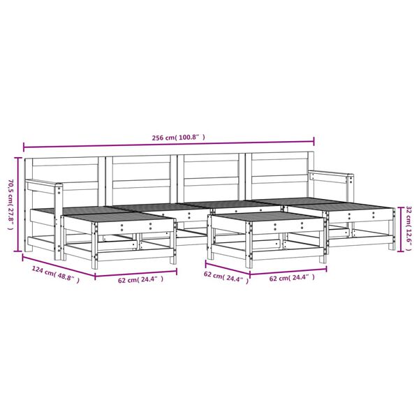 vidaXL 7 Piece Garden Lounge Set Solid Wood Pine