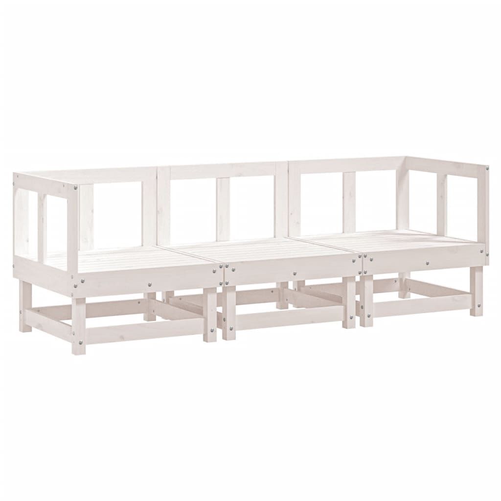 vidaXL 3 Piece Garden Lounge Set White Solid Wood Pine