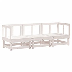 vidaXL 3 Piece Garden Lounge Set White Solid Wood Pine