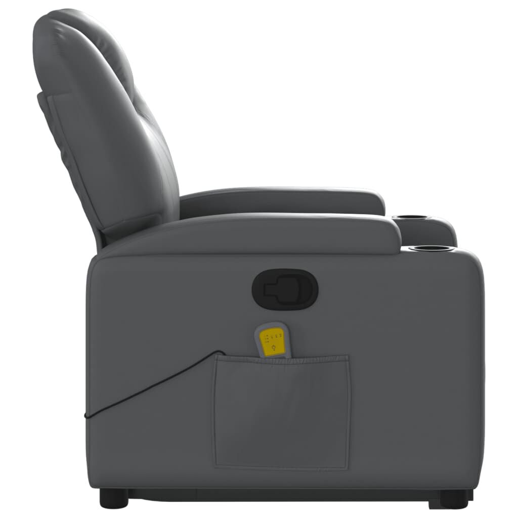 vidaXL Stand up Massage Recliner Chair Grey Faux Leather