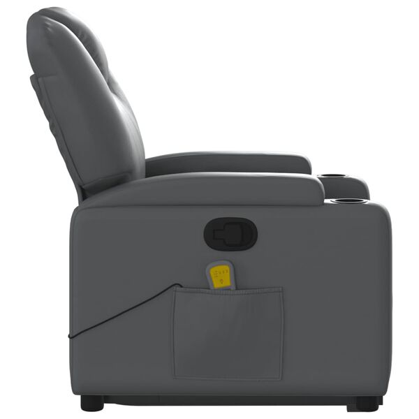 vidaXL Stand up Massage Recliner Chair Grey Faux Leather