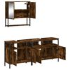 vidaXL 3 Piece Bathroom Furniture Set Smoked Oak Engineered Wood