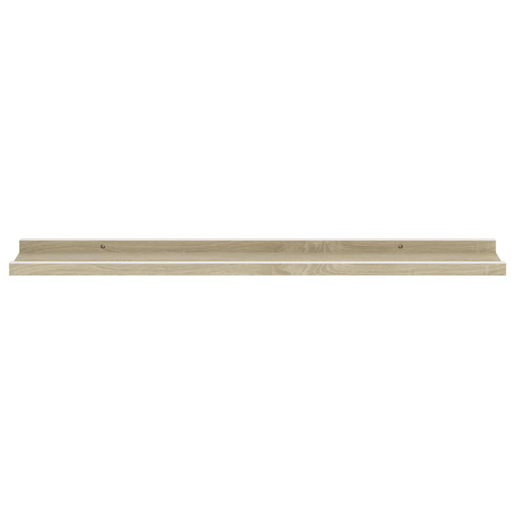 vidaXL Wall Shelves 2 pcs White and Sonoma Oak 80x9x3 cm