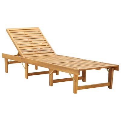 vidaXL Folding Sun Lounger with Cushion Solid Acacia Wood