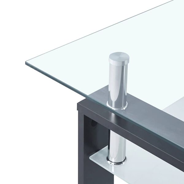 vidaXL Coffee Table Grey and Transparent 95x55x40 cm Tempered Glass