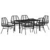 vidaXL Garden Dining Set 7 pcs Black Poly Rattan