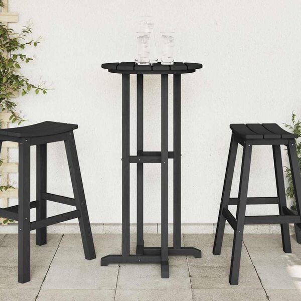 vidaXL Bar Table Black 55 x 55 x 107 cm Polyethylene