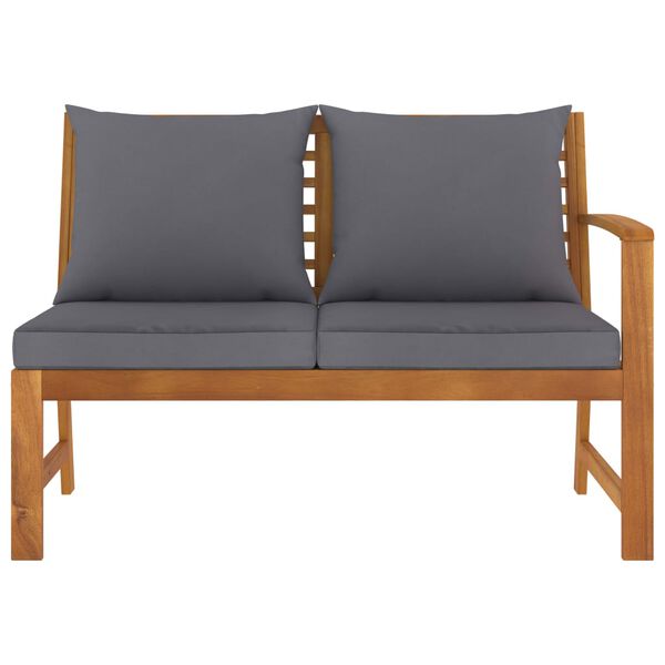 vidaXL Garden Bench 114.5 cm with Dark Grey Cushion Solid Acacia Wood
