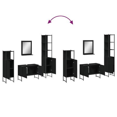 vidaXL 4 Piece Bathroom Cabinet Set Black Engineered Wood