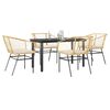 vidaXL 5 Piece Garden Dining Set with Cushions Brown Poly Rattan Glass