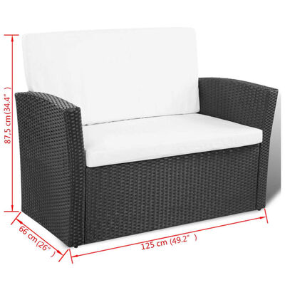 vidaXL 4 Piece Garden lounge set with Cushions Poly Rattan Black