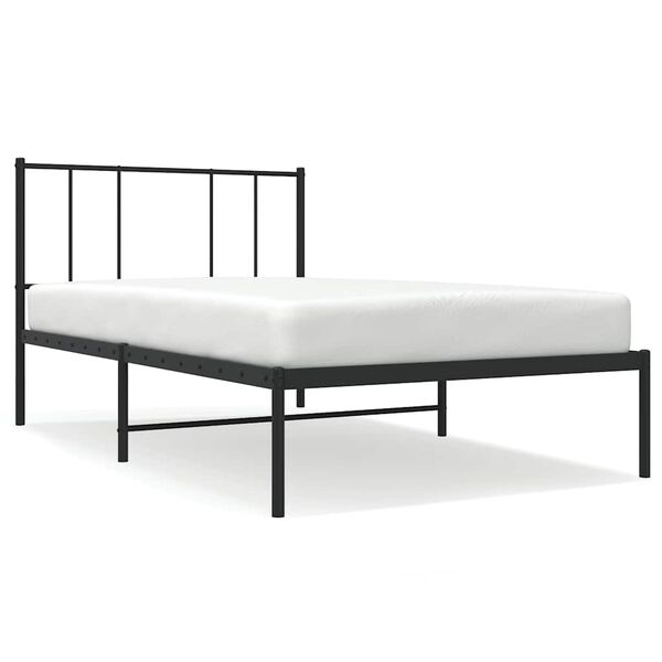 vidaXL Metal Bed Frame without Mattress with Headboard Black 100x190cm