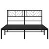 vidaXL Metal Bed Frame without Mattress with Headboard Black 150x200cm
