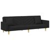 vidaXL 2-Seater Sofa Bed with Pillows and Footstool Black Fabric