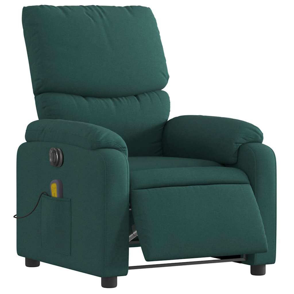 vidaXL Electric Massage Recliner Chair Dark Green Fabric