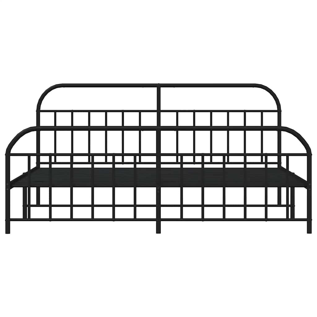 vidaXL Metal Bed Frame without Mattress with Footboard Black 193x203cm