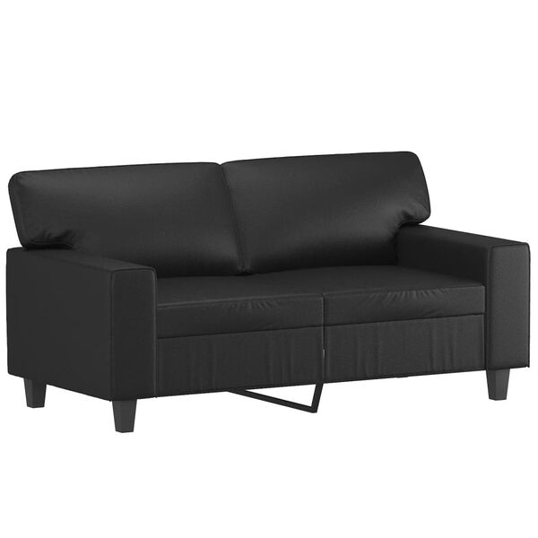 vidaXL 2-Seater Sofa with Throw Pillows Black 120 cm Faux Leather