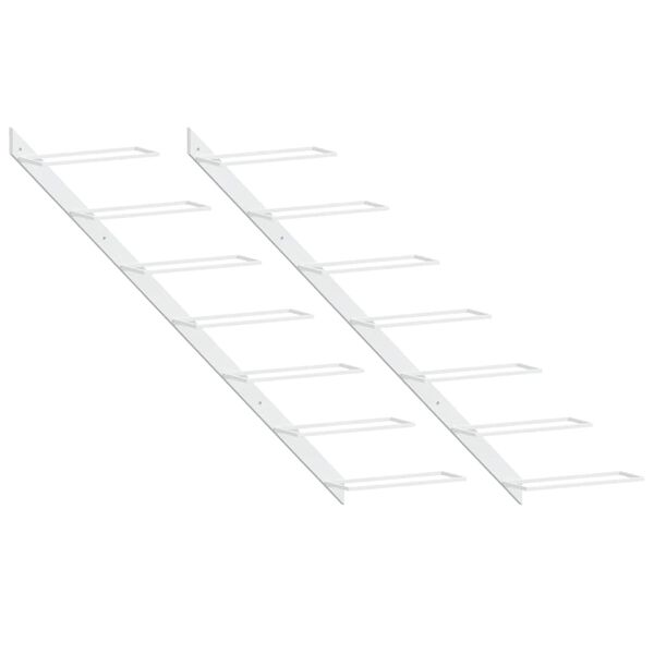 vidaXL Wall-mounted Wine Rack for 7 Bottles 2 pcs White Metal