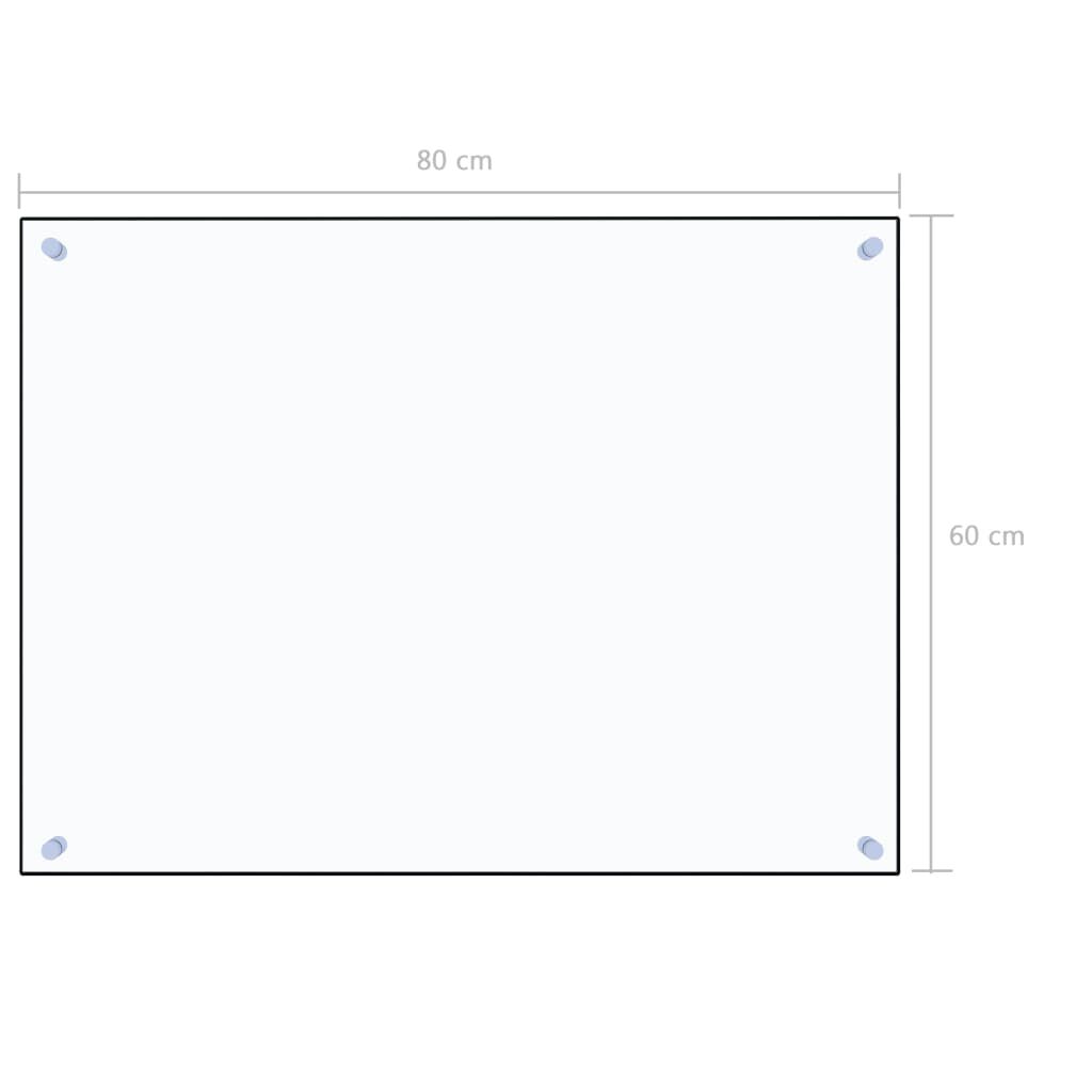vidaXL Kitchen Backsplash Transparent 80 x 60 cm Tempered Glass