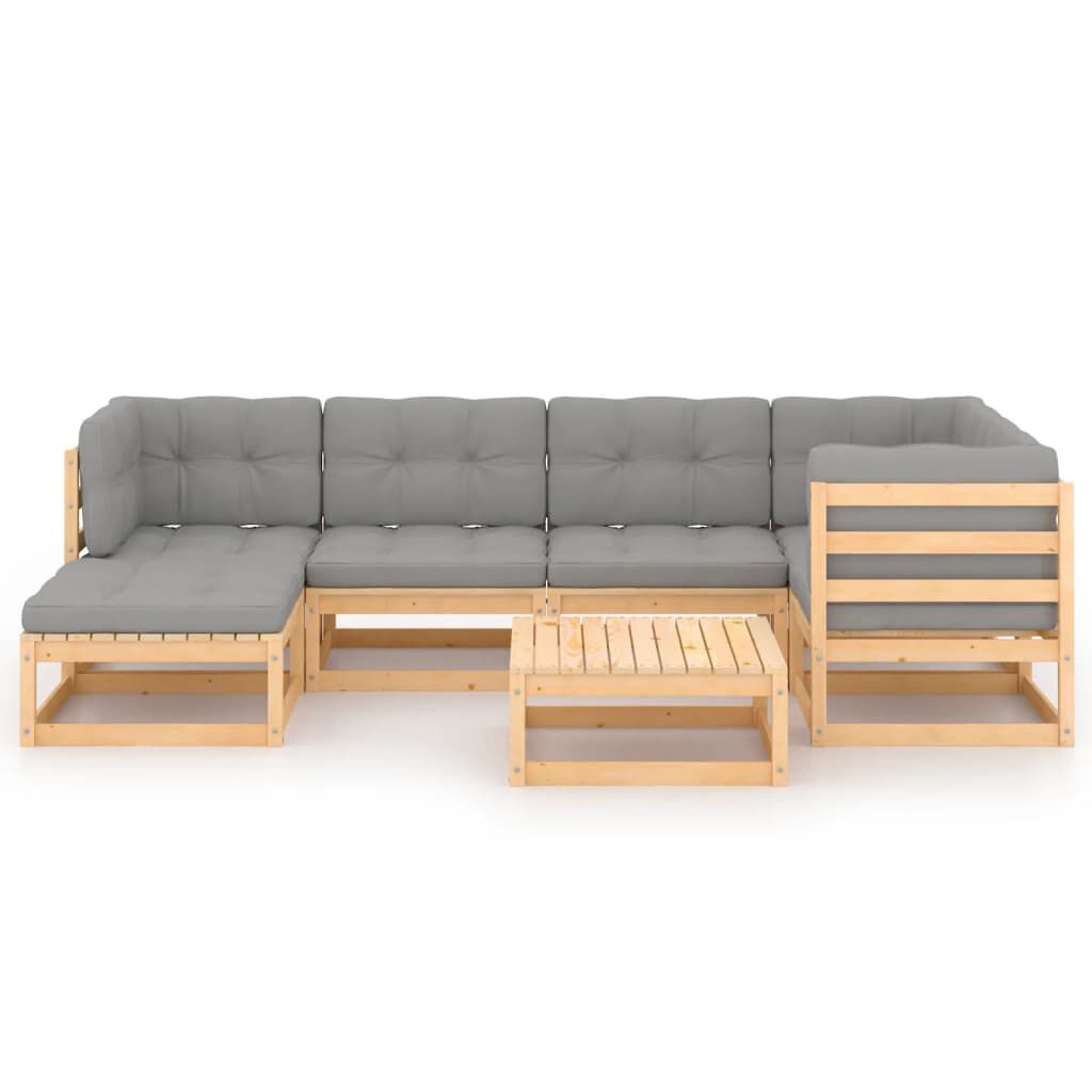 vidaXL 7 Piece Garden Lounge Set with Cushions Solid Pinewood