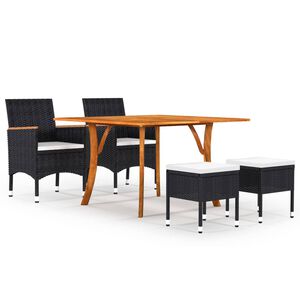 vidaXL 5 Piece Garden Dining Set Black