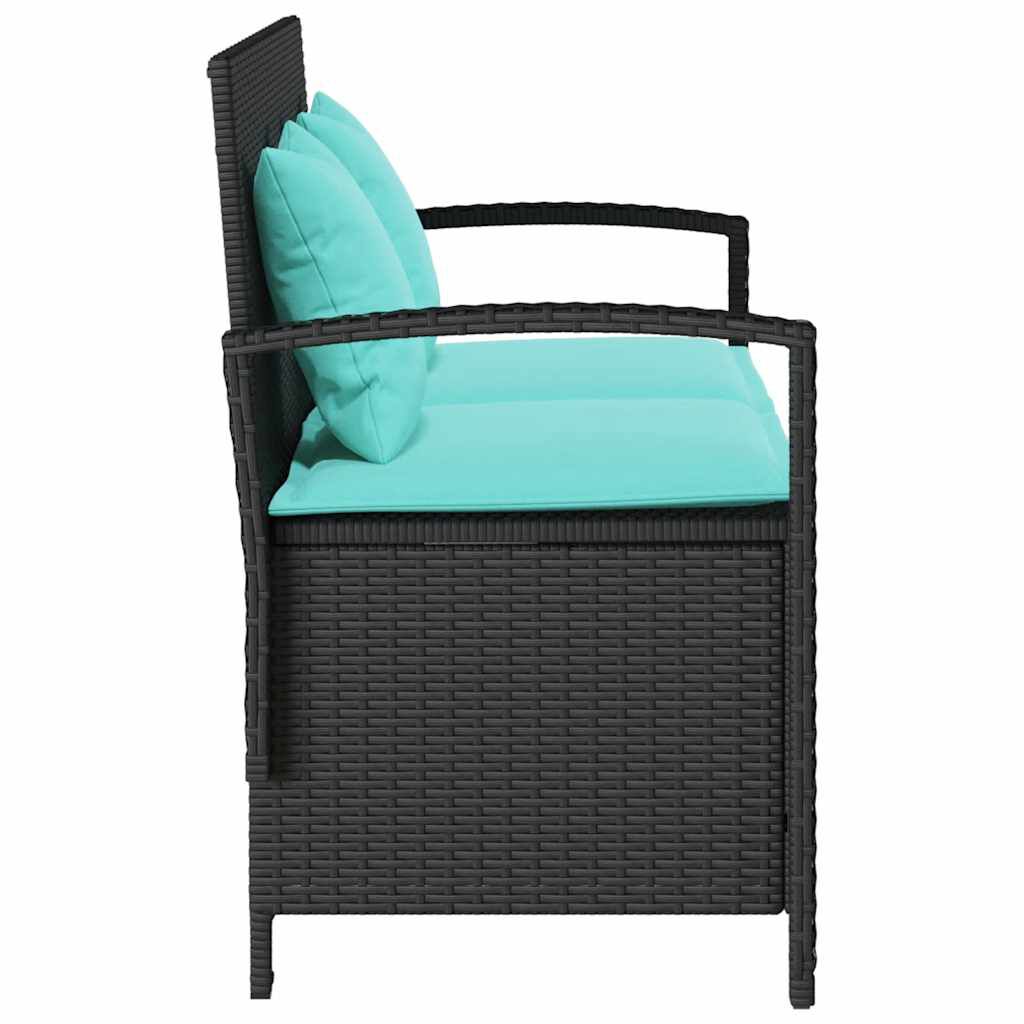 vidaXL Garden Storage Bench with Cushion Black Poly Rattan