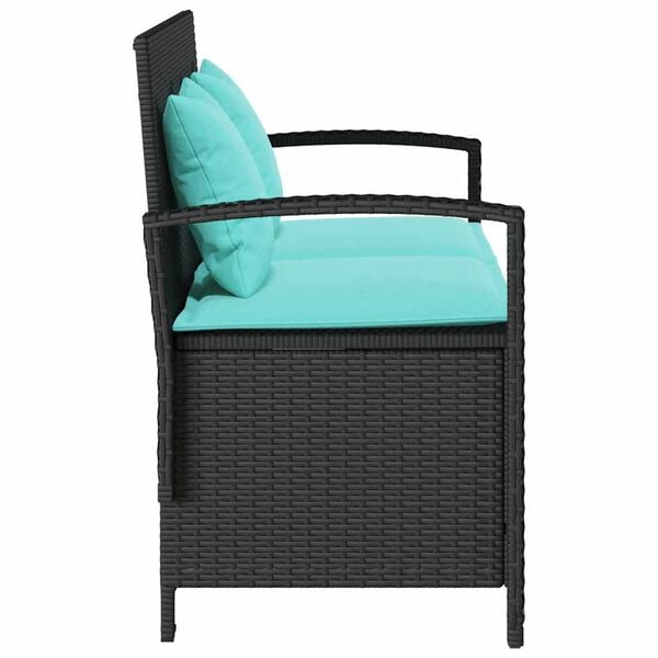 vidaXL Garden Storage Bench with Cushion Black Poly Rattan