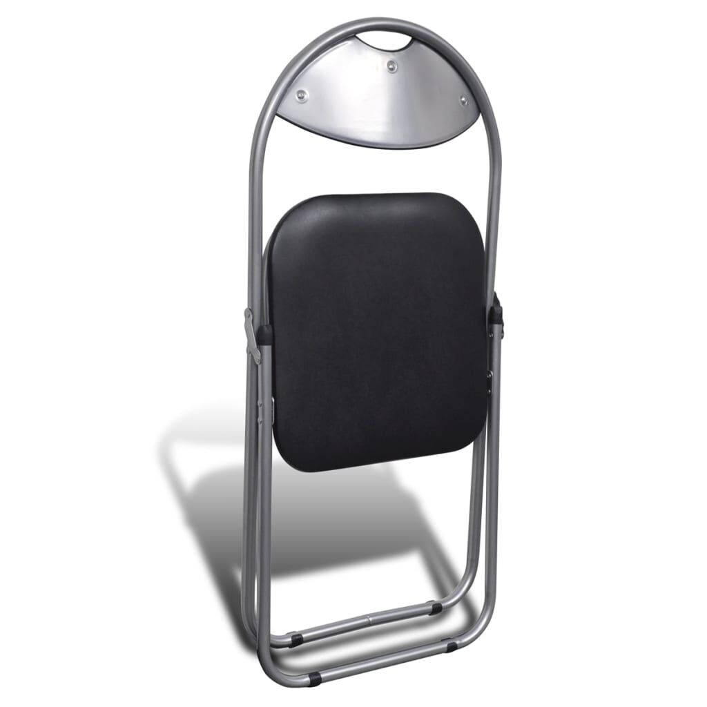 vidaXL Folding Dining Chairs 6 pcs Black Faux Leather and Steel