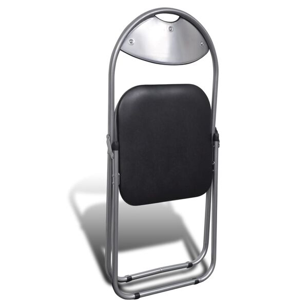 vidaXL Folding Dining Chairs 6 pcs Black Faux Leather and Steel
