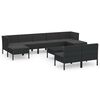 vidaXL 10 Piece Garden Lounge Set with Cushions Poly Rattan Black