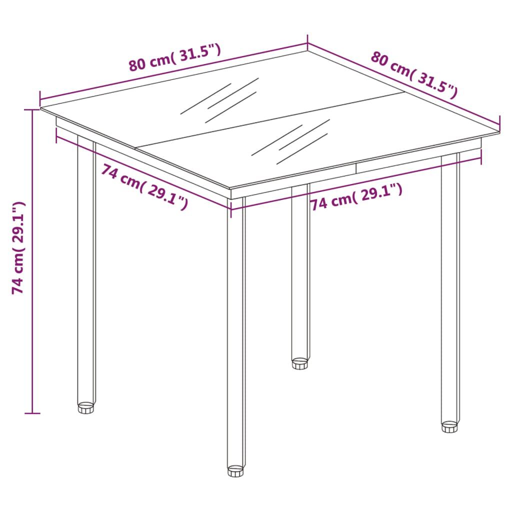 vidaXL 3 Piece Garden Dining Set Black