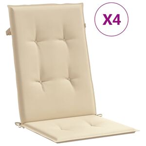 vidaXL Garden Highback Chair Cushions 4 pcs Beige 120x50x3 cm Fabric