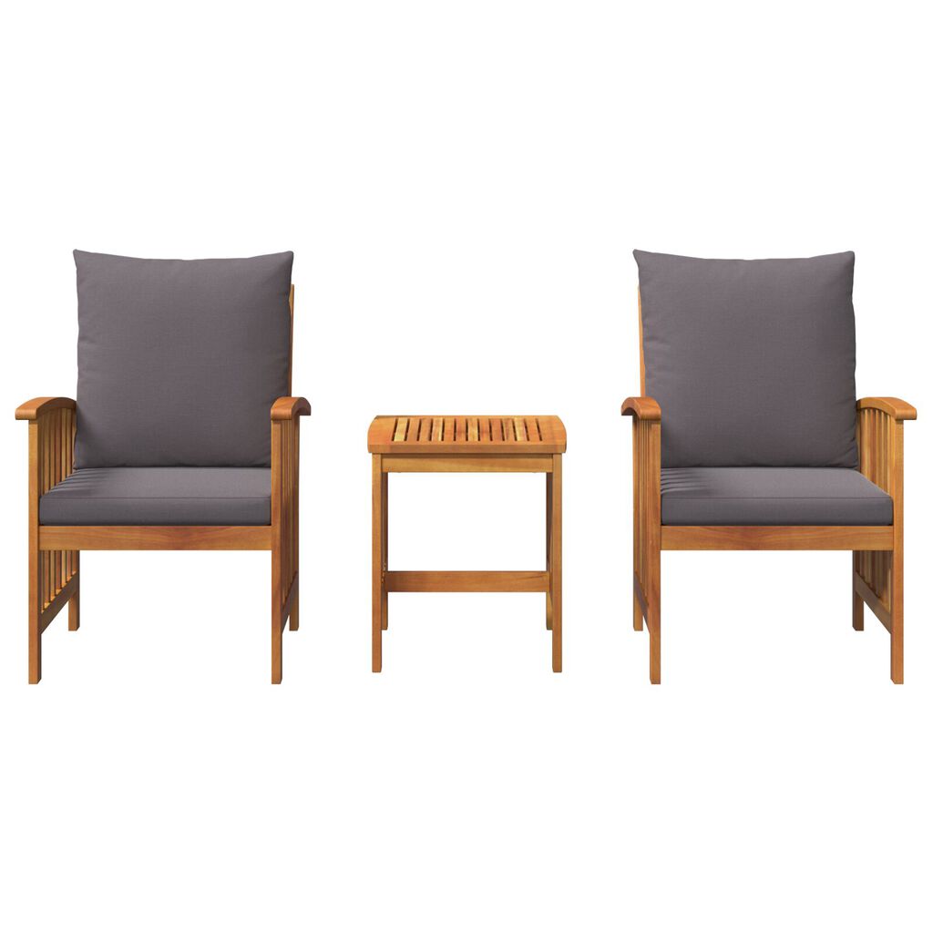 vidaXL 3 Piece Garden Lounge Set with Cushions Solid Acacia Wood