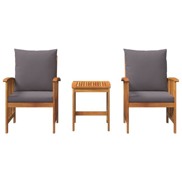 vidaXL 3 Piece Garden Lounge Set with Cushions Solid Acacia Wood