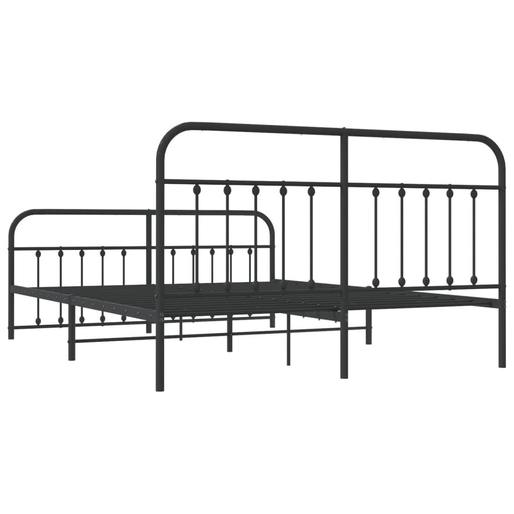 vidaXL Metal Bed Frame without Mattress with Footboard Black 183x213cm