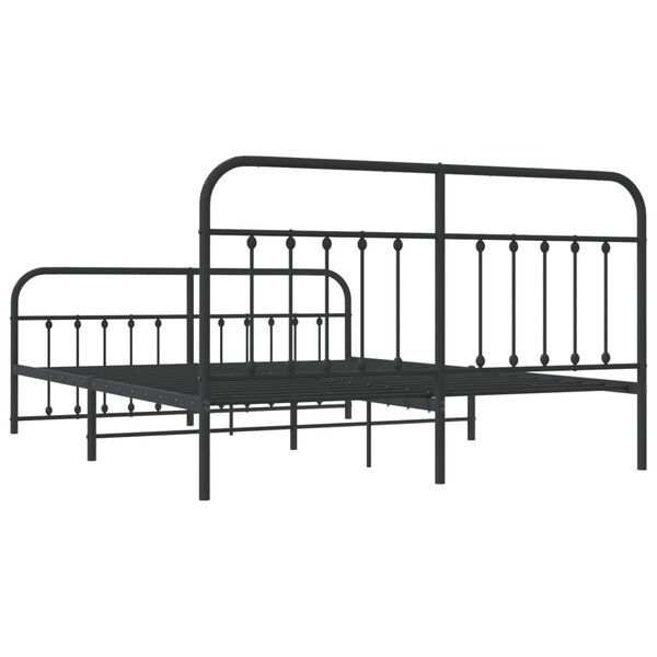 vidaXL Metal Bed Frame without Mattress with Footboard Black 183x213cm