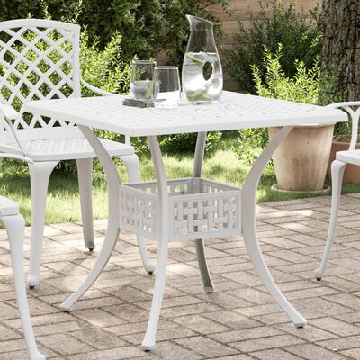 vidaXL Garden Table White 80x80x75 cm Cast Aluminium