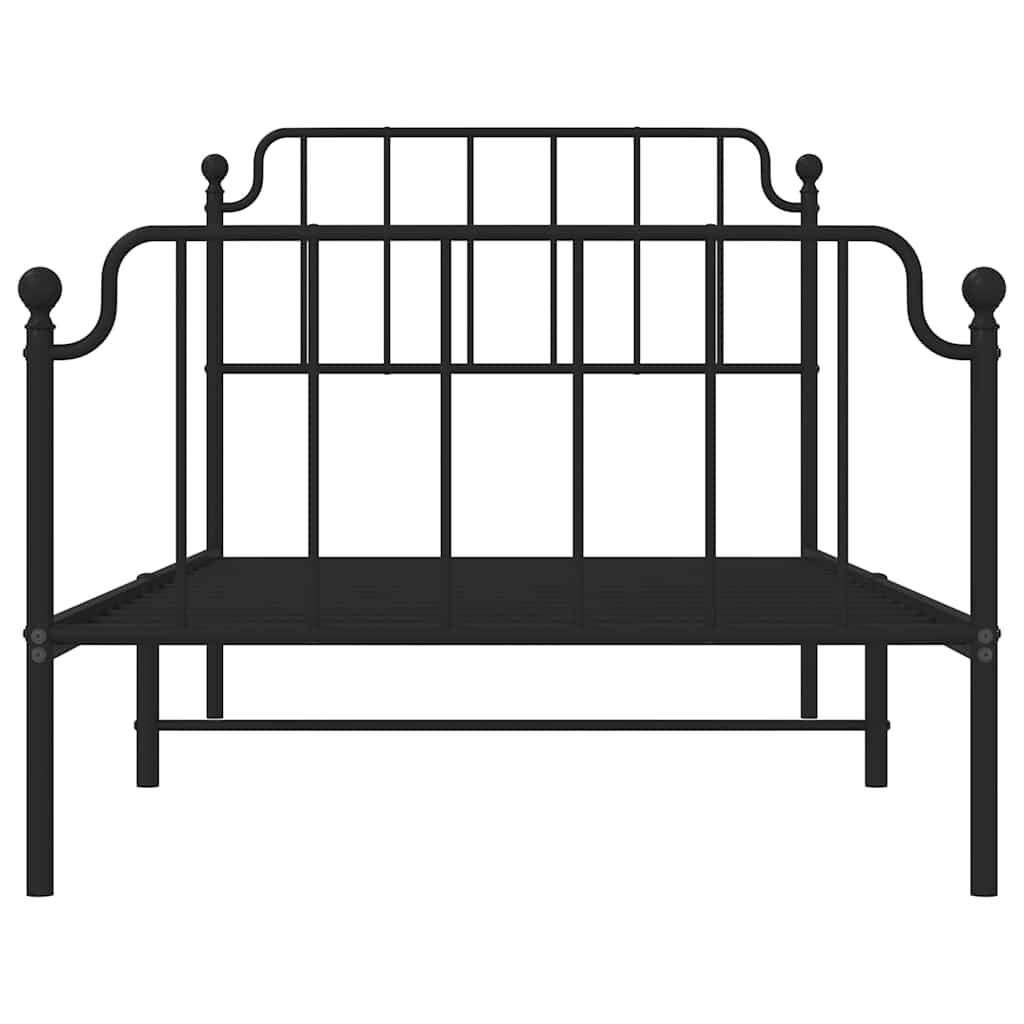 vidaXL Metal Bed Frame without Mattress with Footboard Black 100x200cm