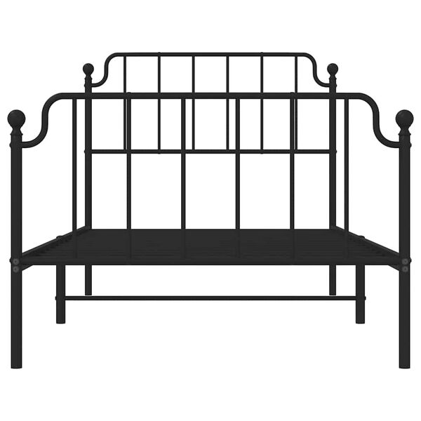 vidaXL Metal Bed Frame without Mattress with Footboard Black 100x200cm