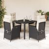 vidaXL 5 Piece Garden Dining Set with Cushions Black Poly Rattan