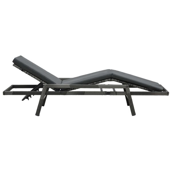 vidaXL Sun Lounger with Cushion Poly Rattan Grey