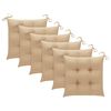 vidaXL Stackable Garden Chairs with Cushions 6 pcs Solid Teak Wood