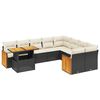 vidaXL 10 Piece Garden Sofa Set with Cushions Black Poly Rattan