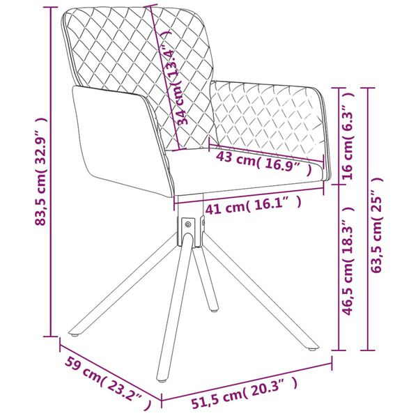 vidaXL Swivel Dining Chairs 2 pcs Cream Velvet