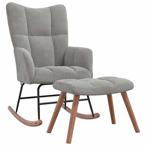 vidaXL Rocking Chair with a Stool Light Grey Velvet