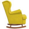 vidaXL Rocking Chair Wingback Yellow Velvet and Solid Wood