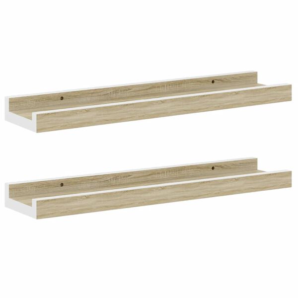vidaXL Wall Shelves 2 pcs White and Sonoma Oak 40x9x3 cm