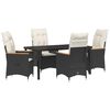 vidaXL Garden Dining Set with Cushion 5 pcs Black Poly Rattan