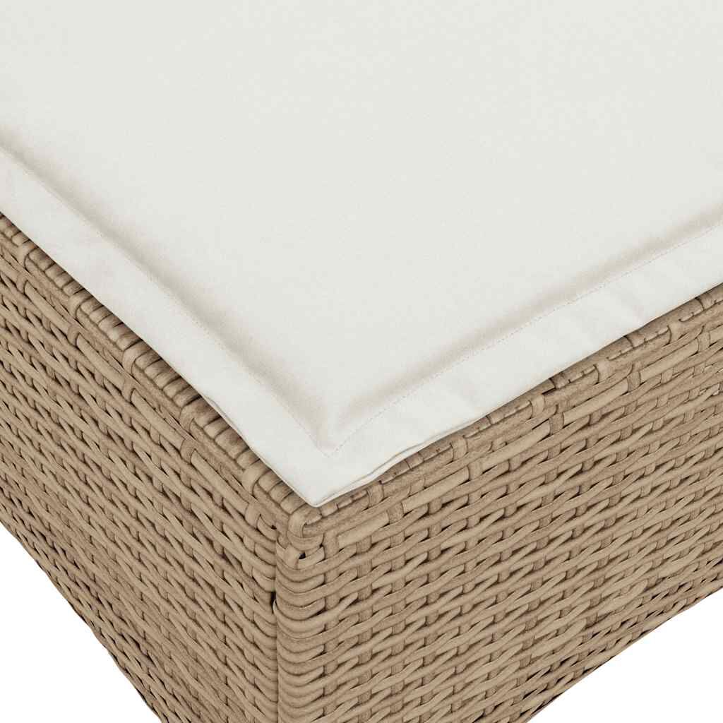 vidaXL Garden Stools with Cushions 2 pcs Beige 55x55x36 cm Poly Rattan