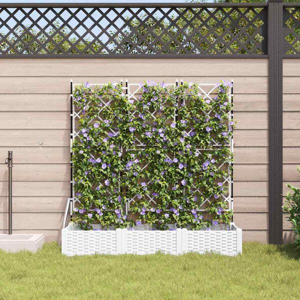 vidaXL Garden Planter 3 pcs White 120 x 40 x 125.5 cm Plastic